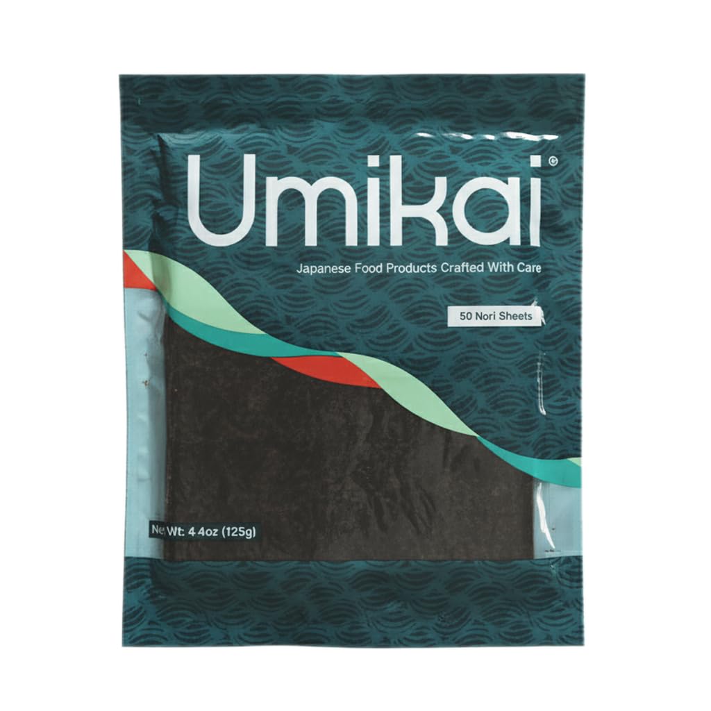 Umikai Premium Sushi Nori sheets in packaging preserve freshness for home or pro kitchens