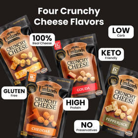 Umland's Crunchy Cheese Cheddar close-up highlighting crispy texture.