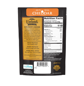 Umland's Crunchy Cheese cheddar ingredients label spotlights real Wisconsin cheddar