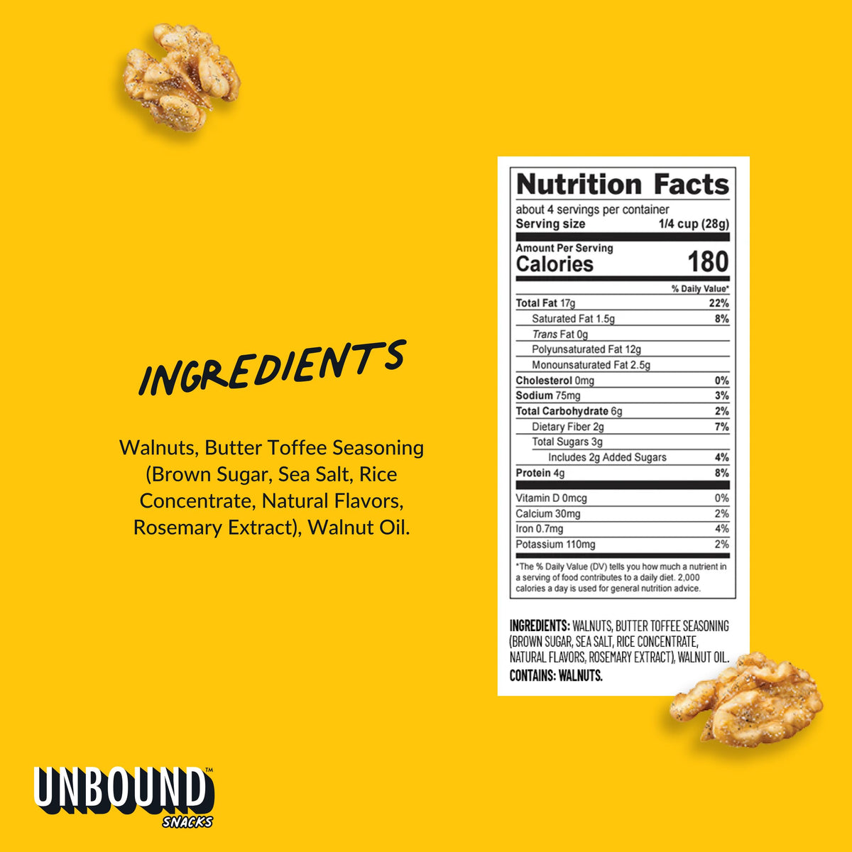 Trail mix idea with Unbound Butter Toffee Walnuts for versatile snacking