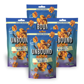 Unbound Snacks sea salt & vinegar walnuts pack; protein-rich on-the-go snack.