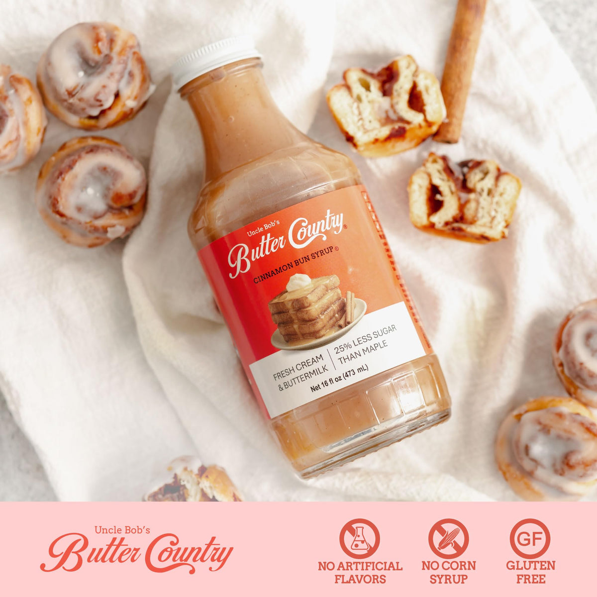 Uncle Bob's Cinnamon Bun Syrup on waffles for warm spice