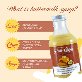 Uncle Bob's Butter Country coconut syrup on waffles with a rich drizzle