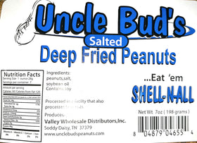 Uncle Bud's salted peanuts deliver crispy crunch for quick snacking.