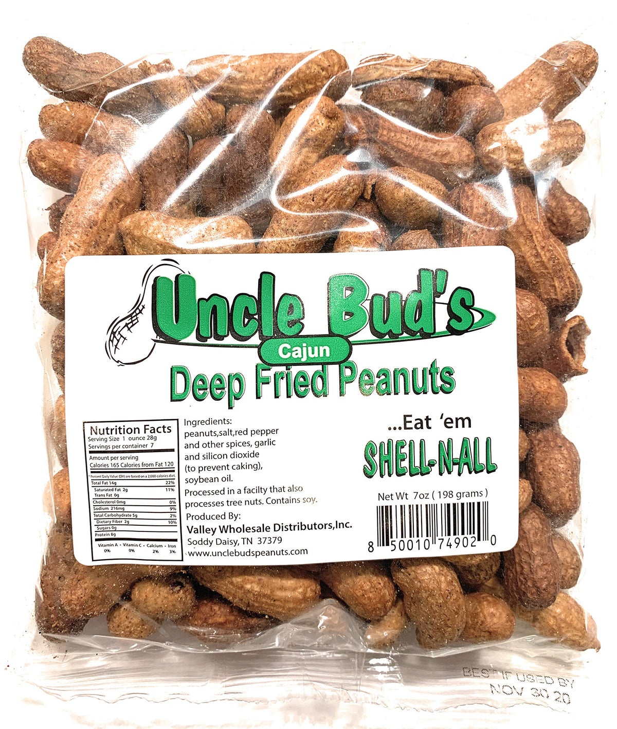 Uncle Bud's shell-n-all close-up—interactive crunch with every bite.