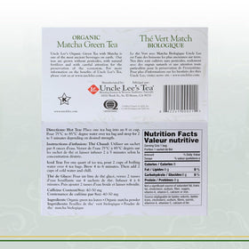 Uncle Lee's Organic Matcha close-up shows premium ingredients for a smooth brew.