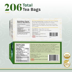Uncle Lee's Tea organic white tea bags closeup highlighting delicate flavor profile