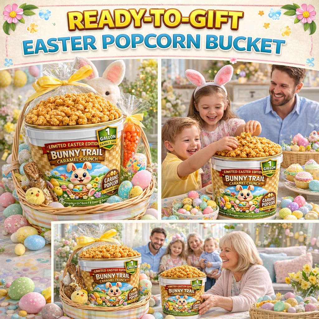 Uncle Myron's Bunny Trail design on popcorn bucket for Easter