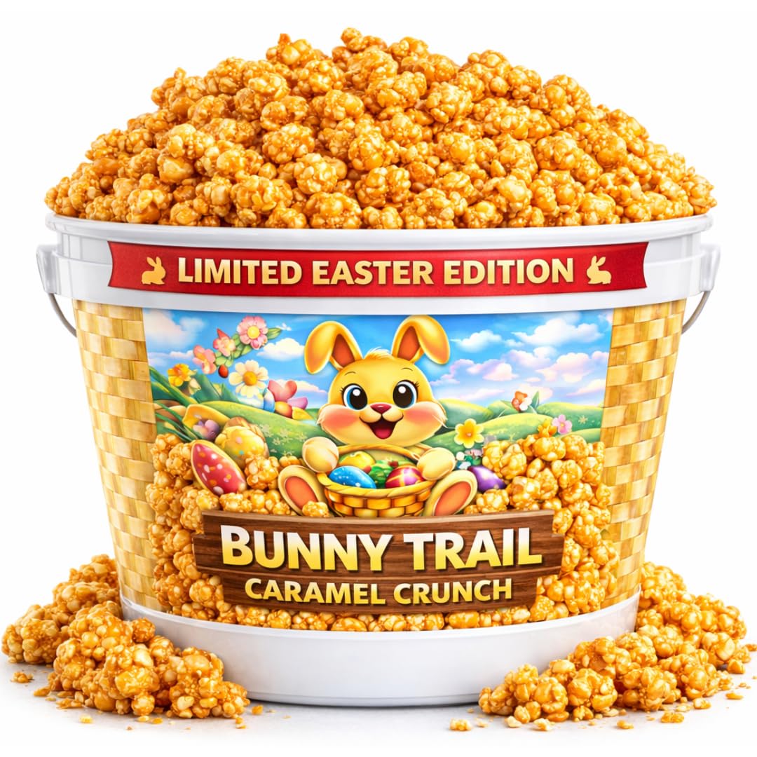 Uncle Myron's Easter bucket with caramel popcorn ready to gift