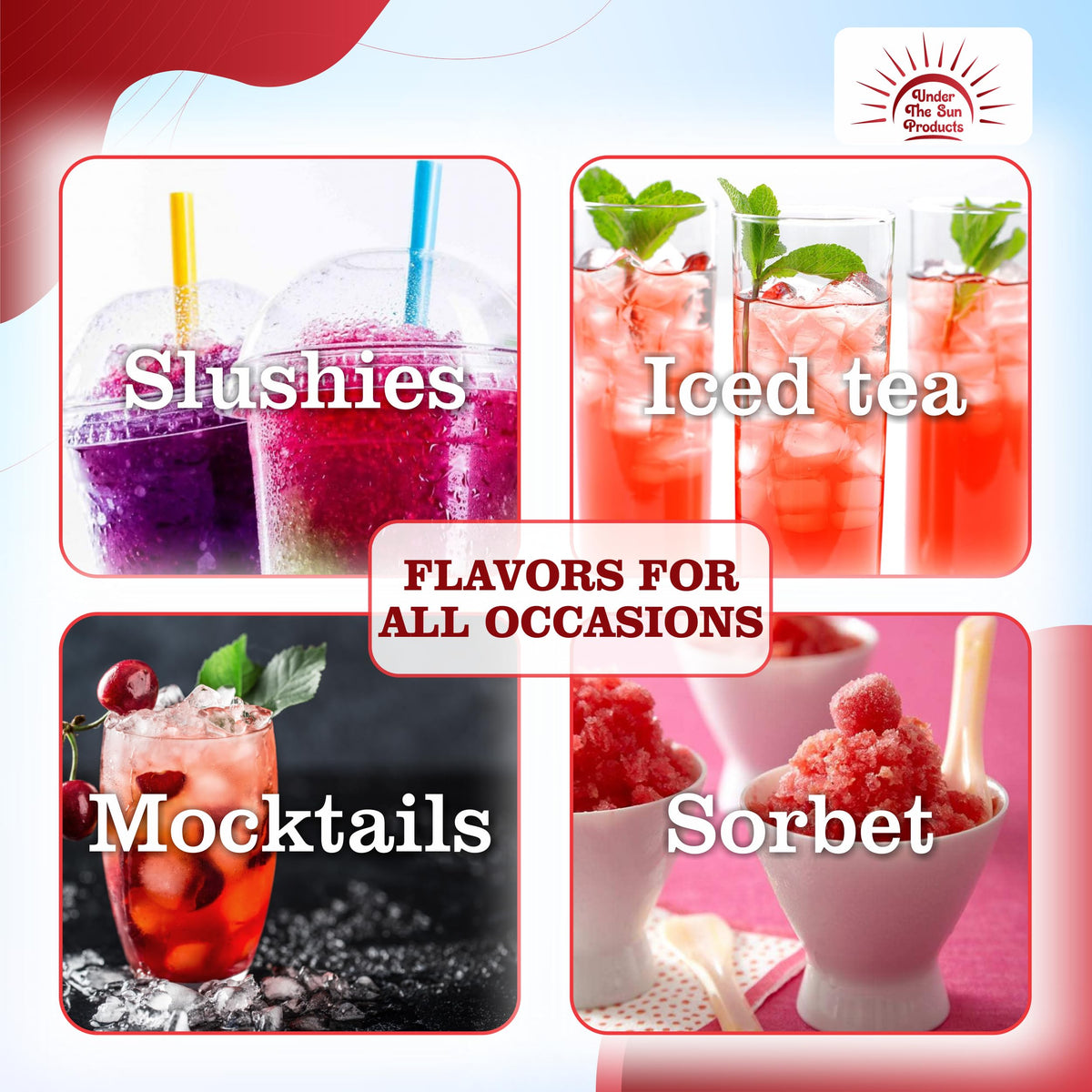 Under the Sun Cherry Snow Cone Syrup suited for commercial setups and events