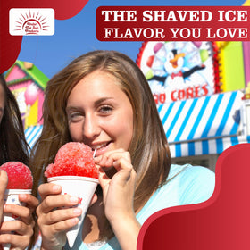 Under the Sun Cherry Snow Cone Syrup color enhances branded dessert stations