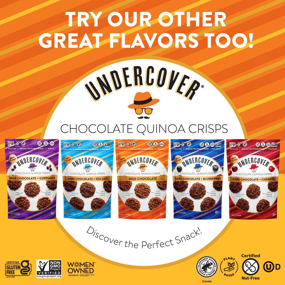 Undercover Snacks gluten-free kosher label – trusted quality and allergy-friendly options.