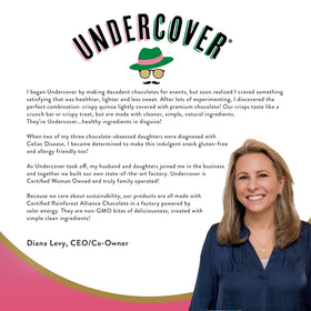 Undercover Snacks made in USA label – premium quinoa crisps you can enjoy responsibly.