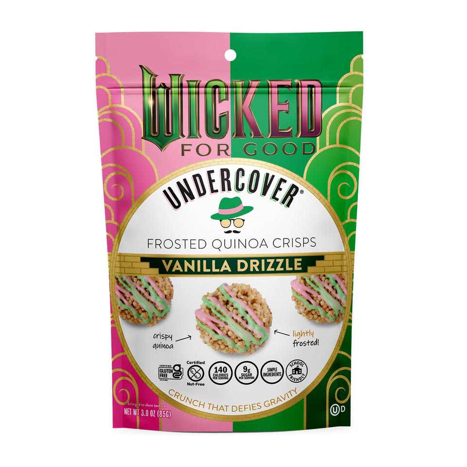Undercover Snacks Wicked Frosted Vanilla Quinoa Crisps bag – gluten-free snack for school lunch.