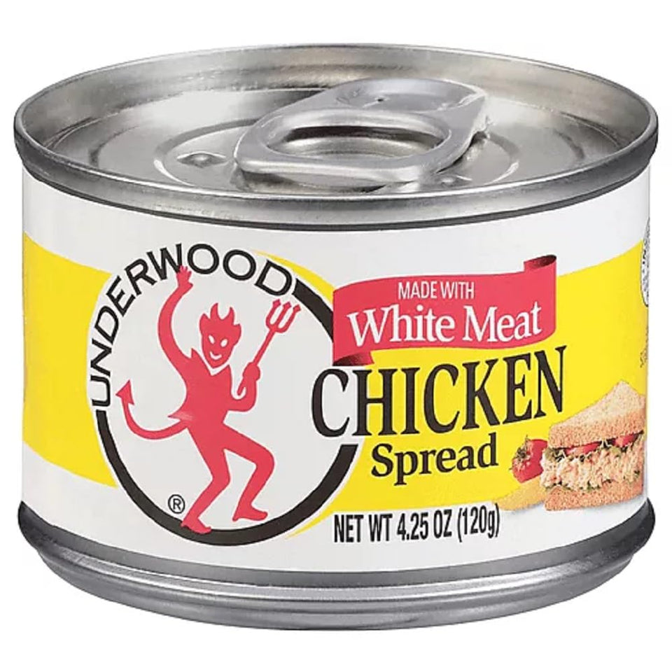 Underwood Chicken Spread white meat bottle shows versatile, shelf-stable flavor for quick lunches.