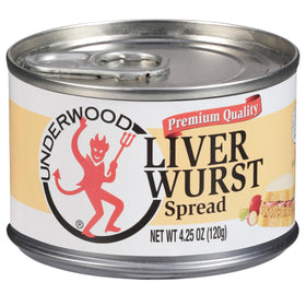 Underwood Liverwurst Spread can front, a convenient pantry staple for quick lunches.