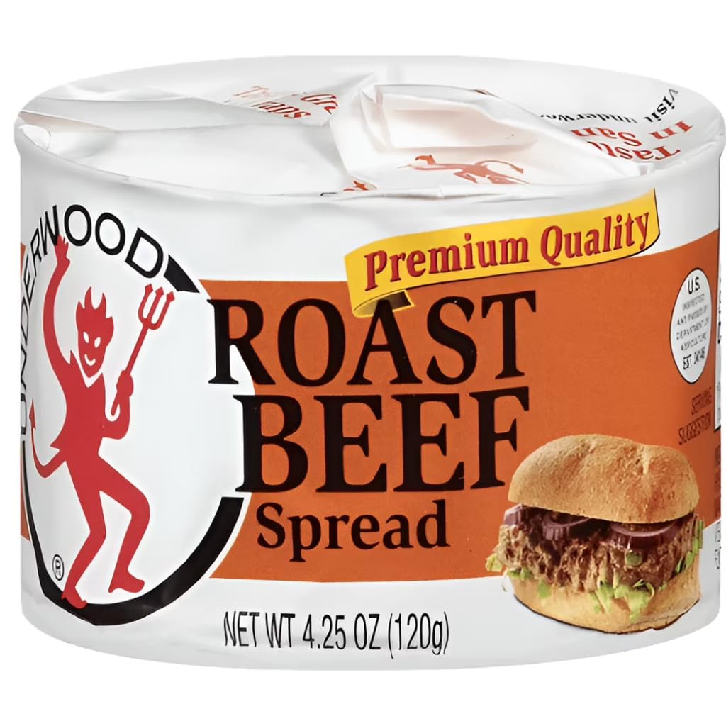 Underwood Roast Beef Spread pack of six tins ready for quick sandwiches.