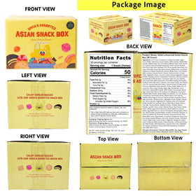 UNHA'S ASIAN SNACK BOX brochure-inside showing allergen details