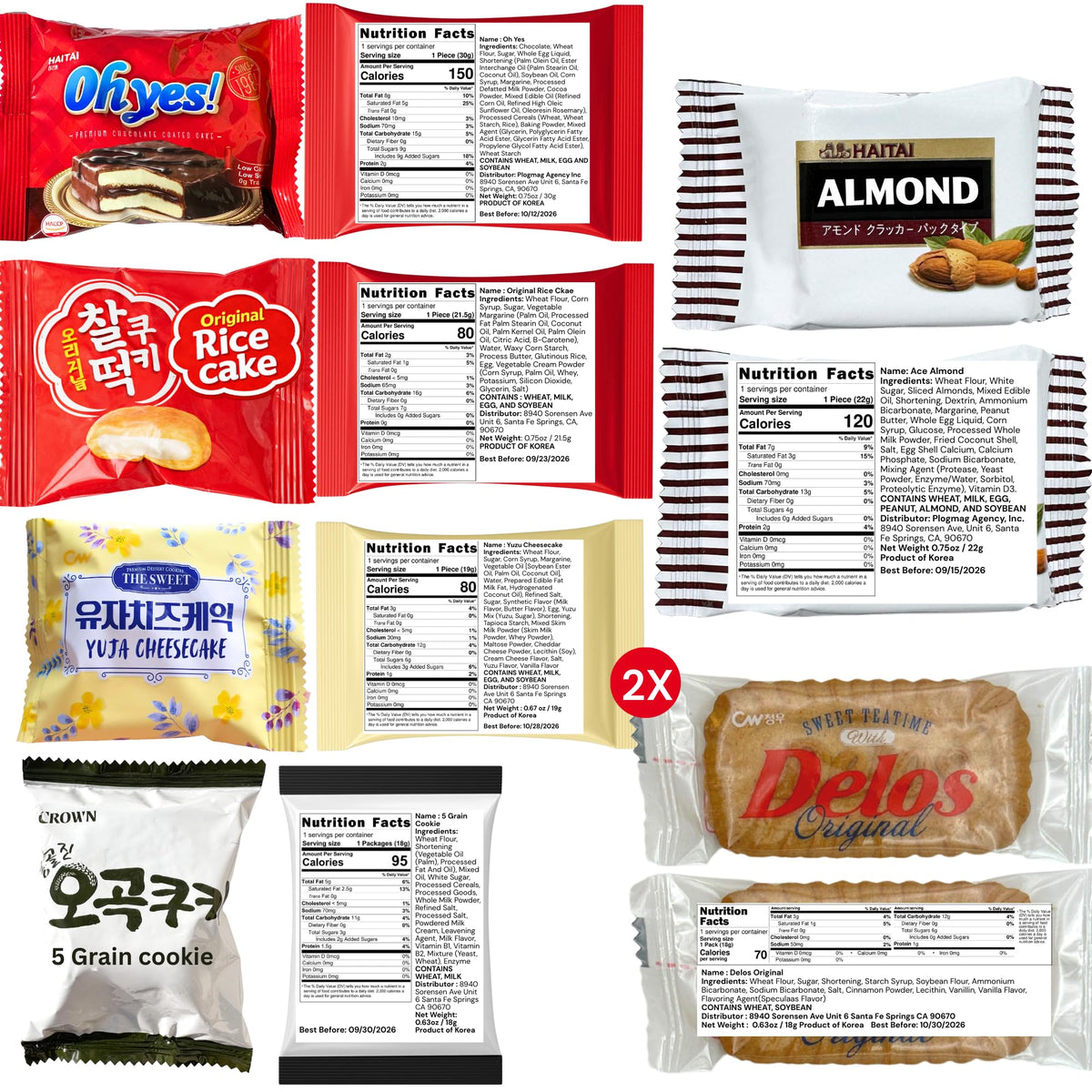 UNHA'S ASIAN SNACK BOX chips cookies and crackers close-up for daily snacking.