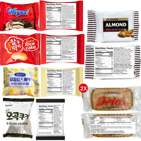 UNHA'S ASIAN SNACK BOX chips cookies and crackers close-up for daily snacking.