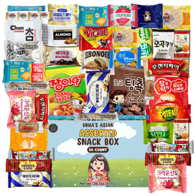 UNHA'S ASIAN SNACK BOX 50 count assortment ready for sharing at home, work or school.