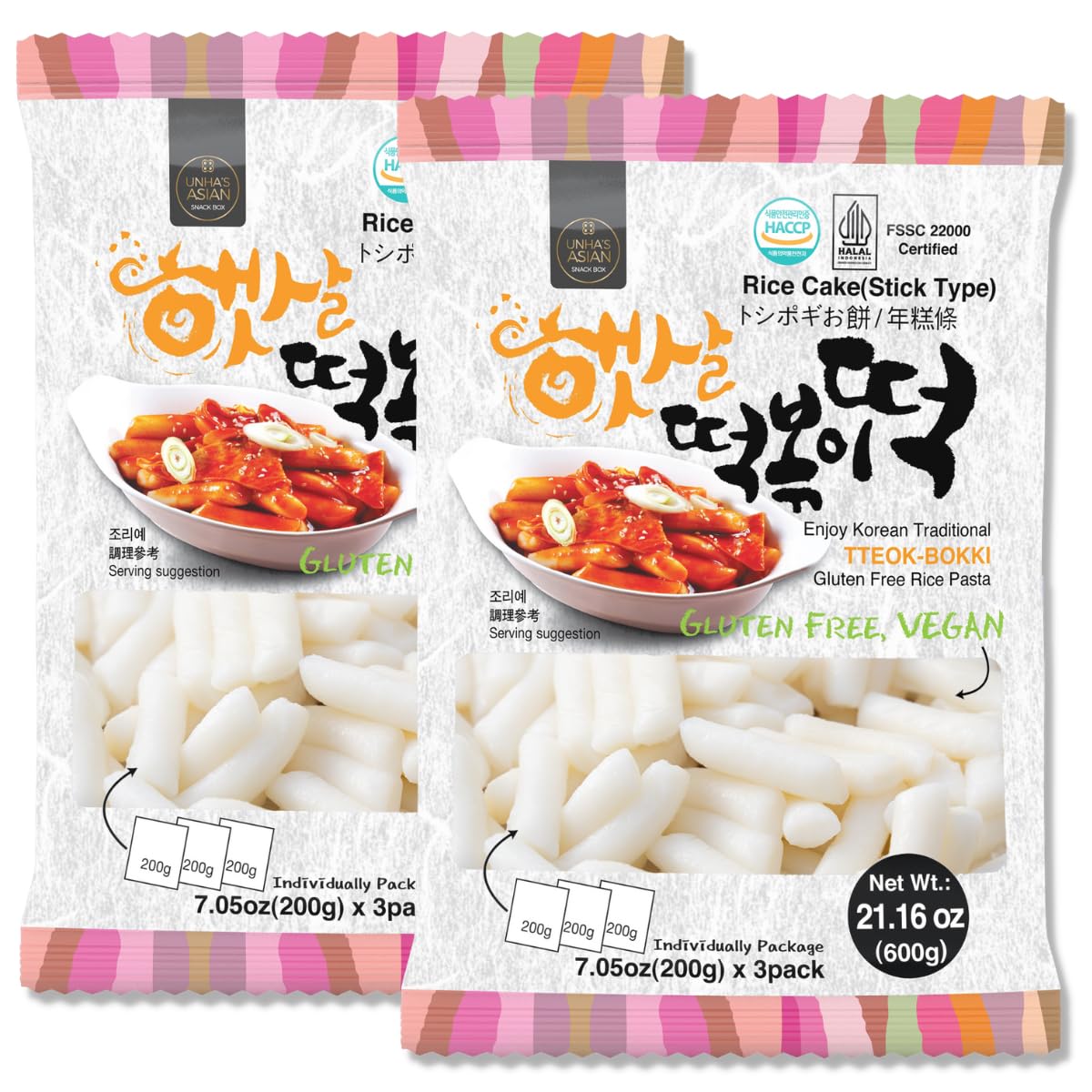 UNHA'S Asian Snack Box packaging of tteokbokki sticks, ideal multipack for family meals.