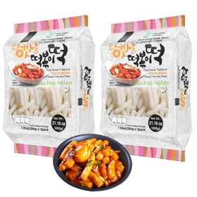 UNHA'S Asian Snack Box two-pack display showing ready-to-cook tteokbokki sticks.