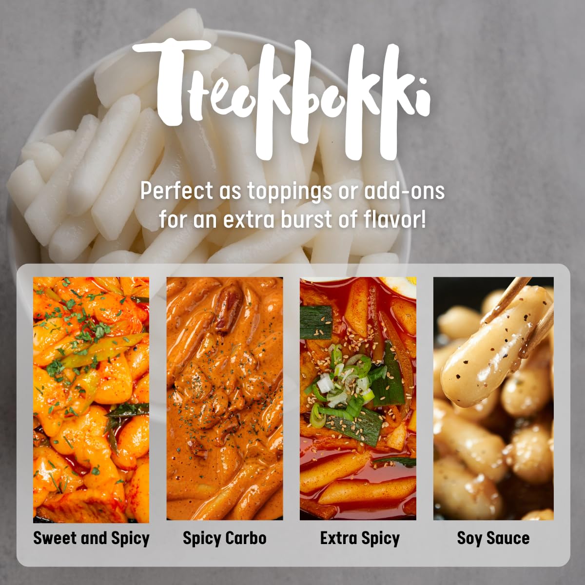 UNHA'S Korean rice cake tteokbokki stick box back with ingredients and prep tips for quick meals