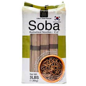Unha's soba noodles packaging front label highlighting bulk value for families