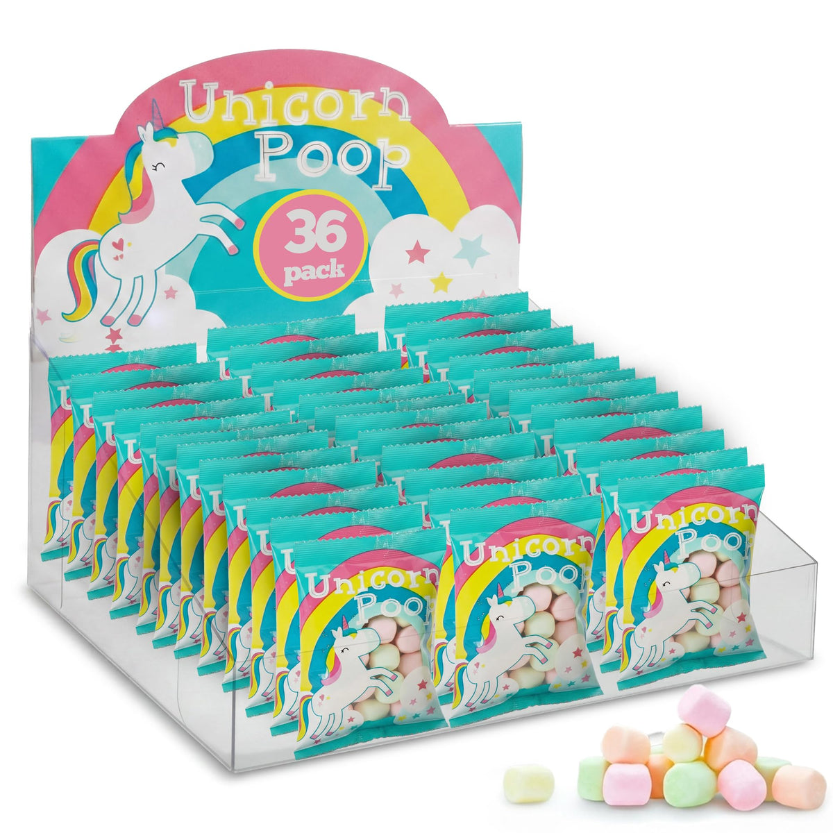 Unicornucopia Unicorn Poop Candy 36-pack, colorful treats ideal for party favors.
