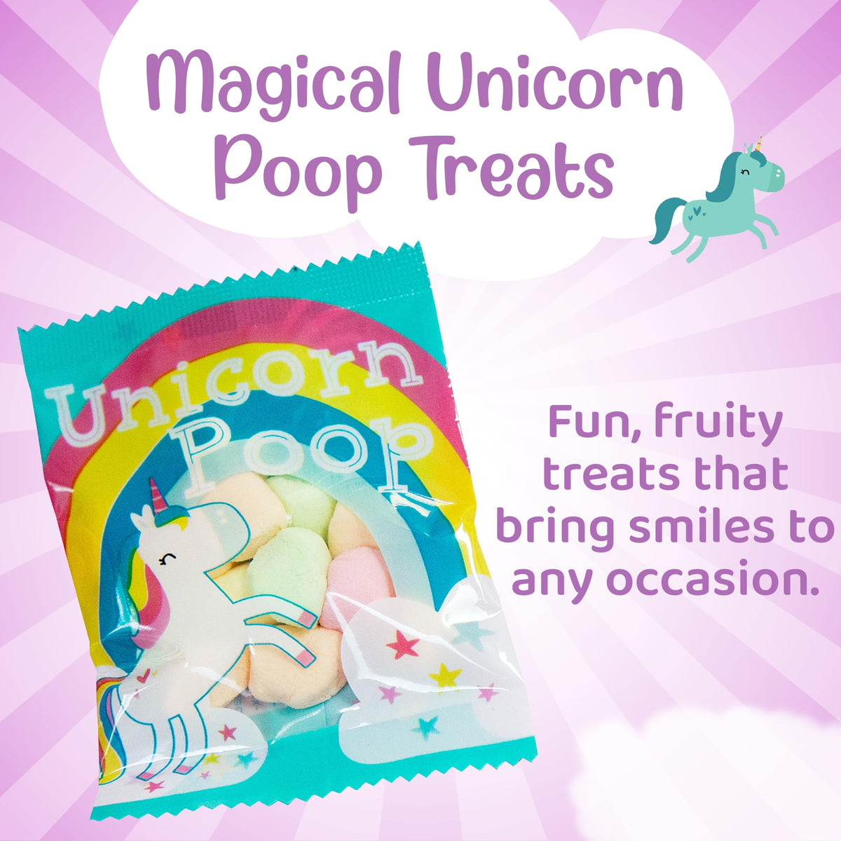 Unicornucopia Unicorn Poop Candy party favors for kids' birthdays and celebrations.