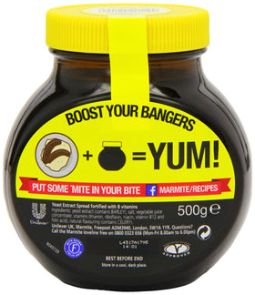 Unilever Marmite yeast extract 500g spread on toast for a vegetarian-friendly flavor.