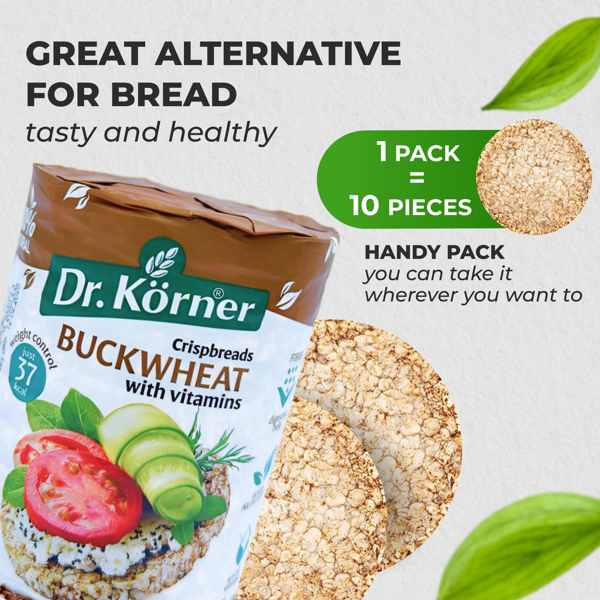 Unipromax Buckwheat Crispbreads close-up shows crisp texture and airy bite.