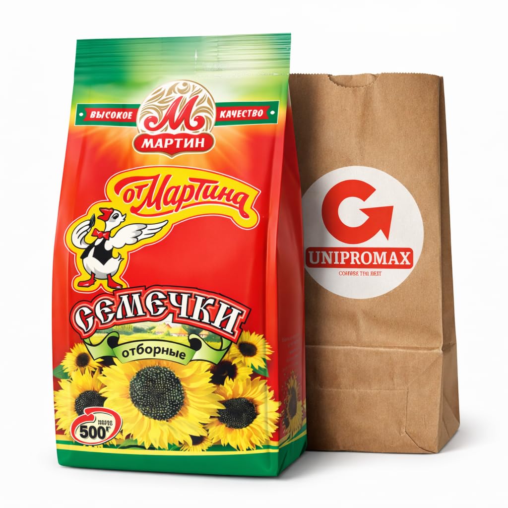 Unipromax Martin sunflower seeds 500 g pack with premium roasted crunch for snacking.