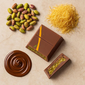 UNIQBITE Dubai Chocolate Bar packaging, sleek gift-ready presentation.