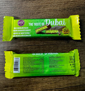 UNIQBITE pistachio-filled milk chocolate with kataifi close-up showing rich filling
