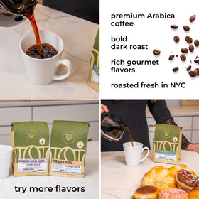 Unique Coffee Roasters Premier Kona dark roast image emphasizes bold, velvety mouthfeel