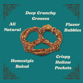 Unique Snacks Original Splits Pretzels closeup of hollow grooves for crunch.