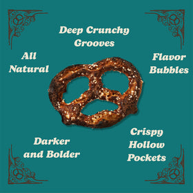 Unique Snacks Original Split-Open Pretzels open slice highlighting homestyle bake and crispy texture.