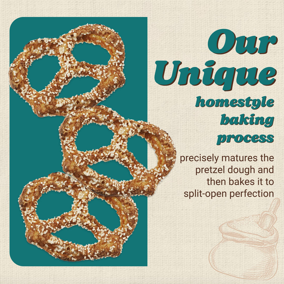 Unique Snacks OU Kosher certified pretzels label on packaging