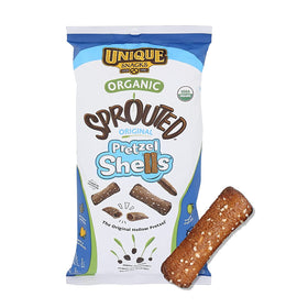 Unique Snacks sprouted pretzel shells bundle showing crunchy, shareable office snack