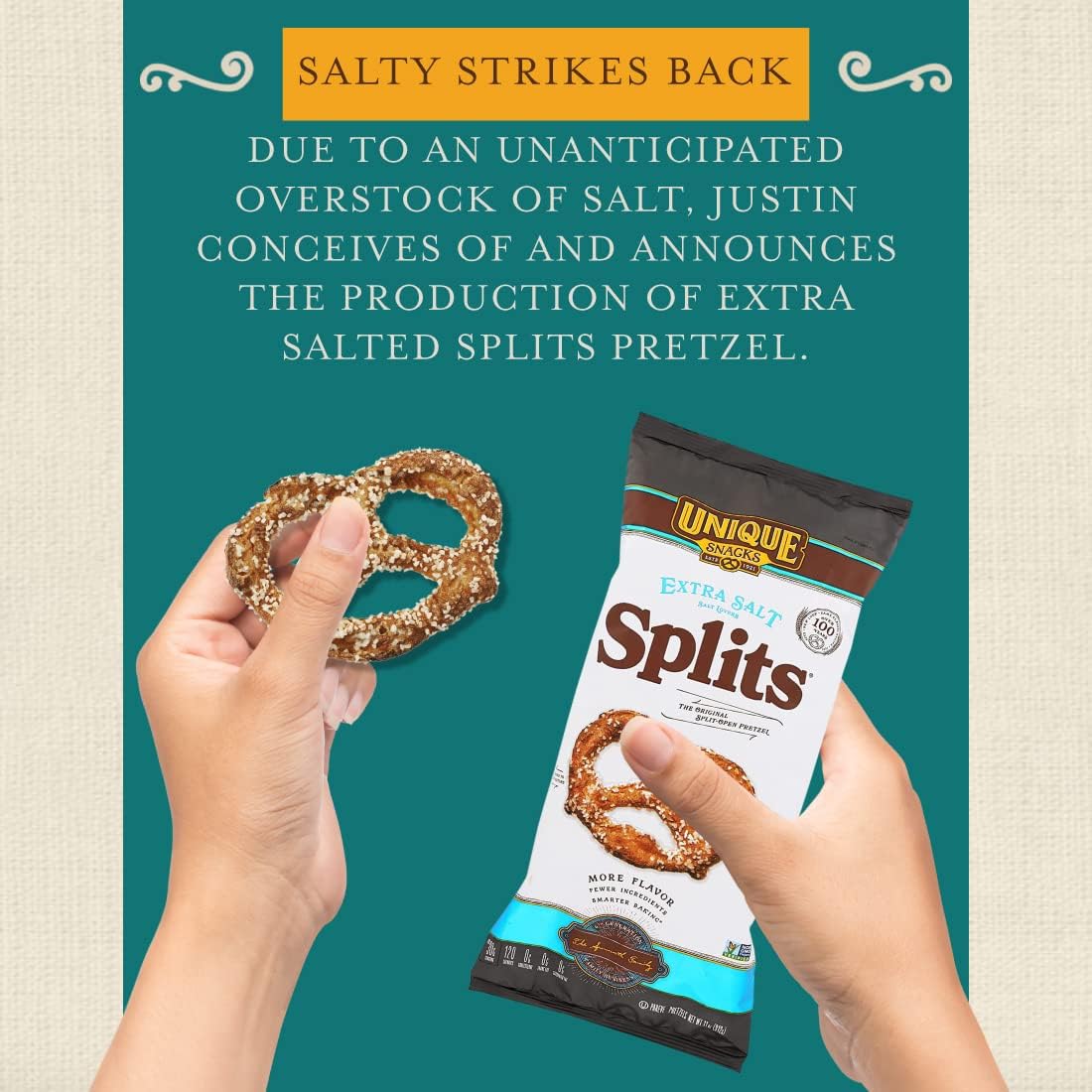 Unique Snacks Extra Salt Splits Pretzels ou-kosher—trusted certification and quality