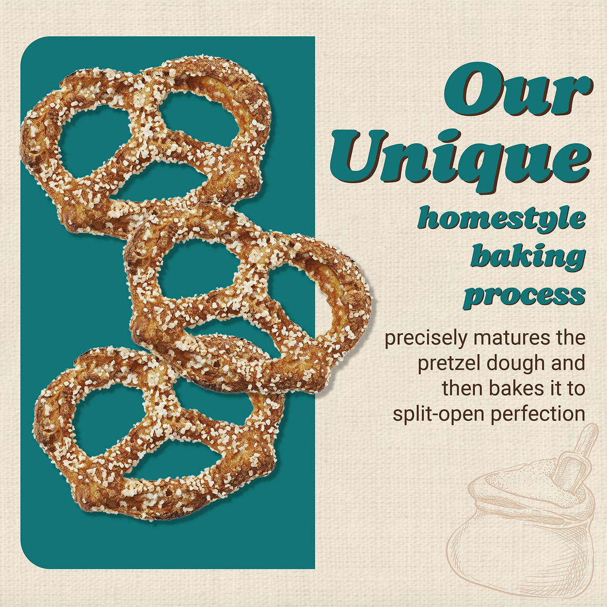 Unique Snacks Extra Salt Splits Pretzels salt-kick—bold flavor for movie nights