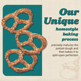Unique Snacks Multi Grain Splits Pretzels show crisp bubbles for a satisfying crunch