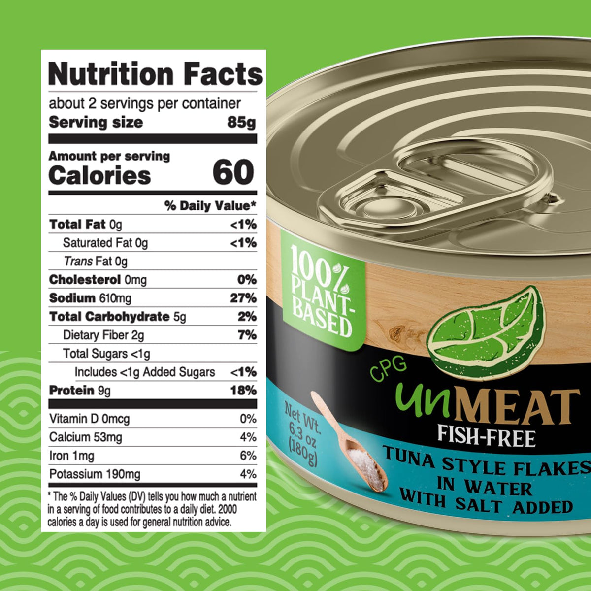 unMEAT Plant-based tuna packaging on shelf, eco-friendly choice.