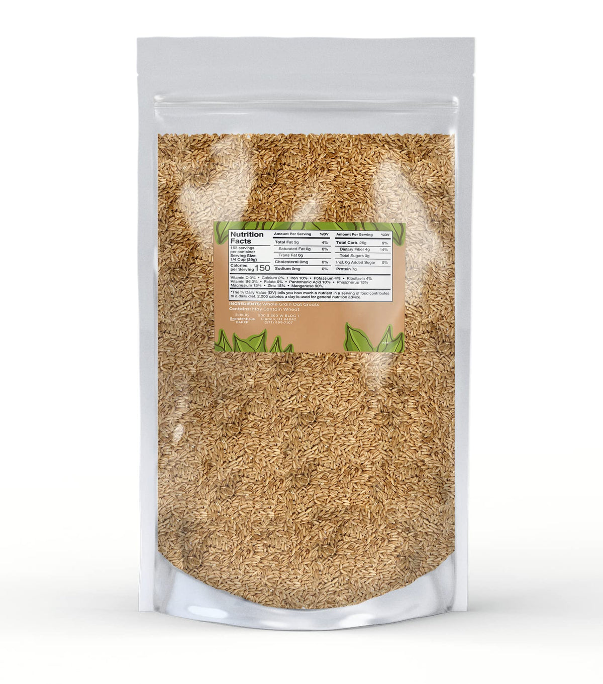 Unpretentious Baker oat groats uncut and rolled; versatile base for baking and porridge.