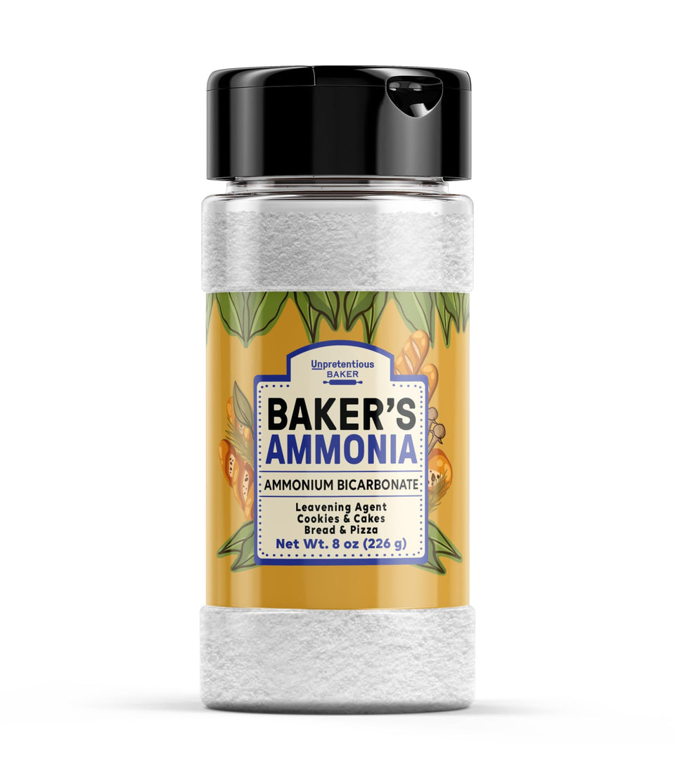 Unpretentious Baker’s Ammonia bottle pour for crisp cookies.