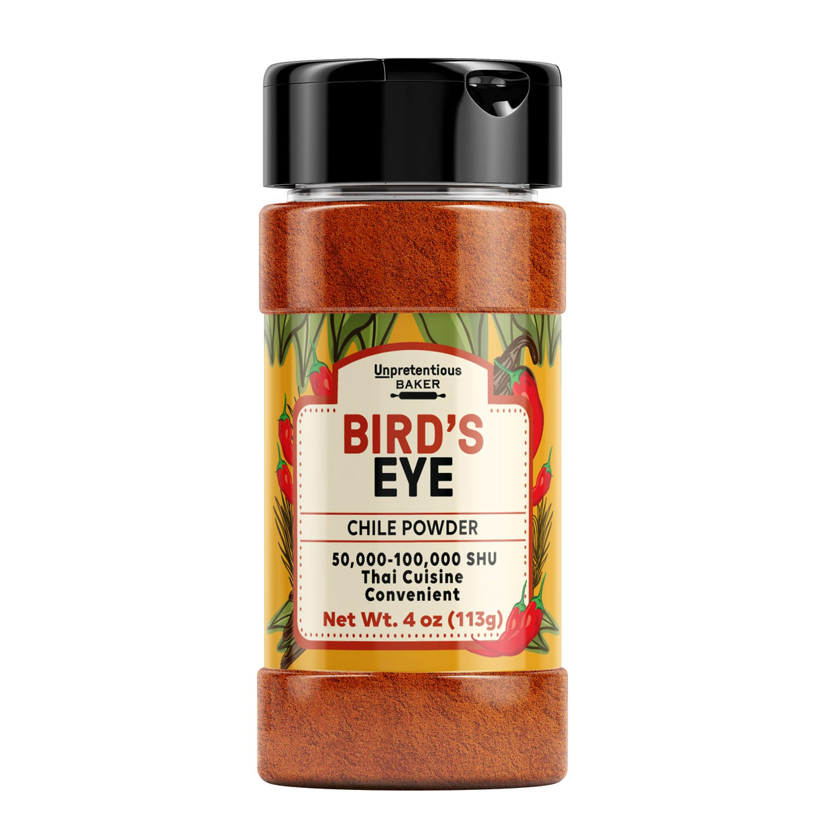 Unpretentious Birdseye Chile Powder in a jar, versatile heat for recipes