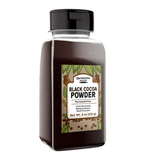 Unpretentious Black Cocoa Powder packaging signaling premium quality and easy storage