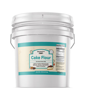Unpretentious Cake Flour 3.5-gallon package ideal for cakes and cookies.